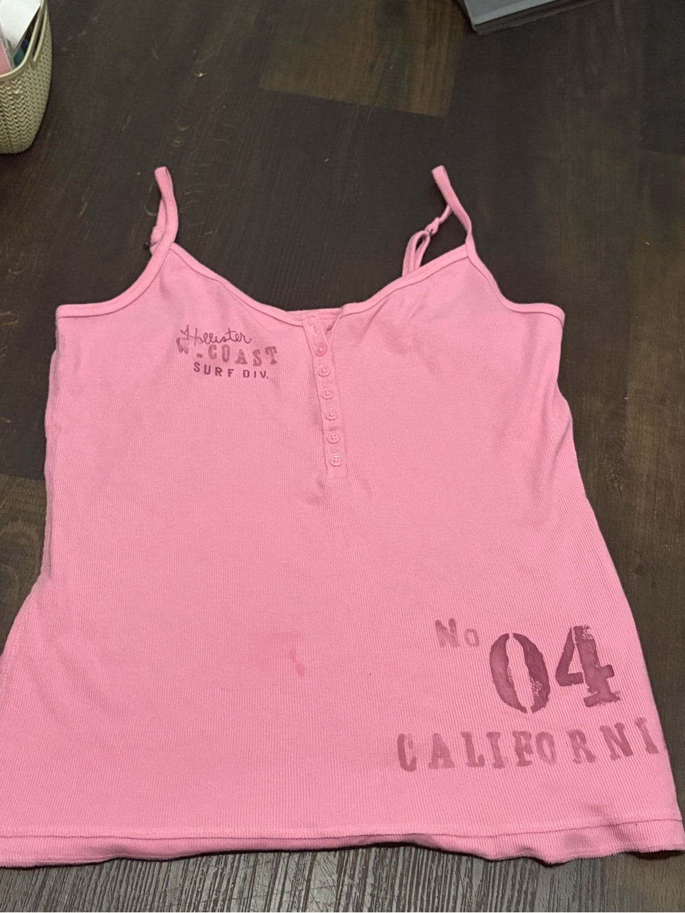 Hollister Pink Button-Front Spaghetti Strap Cami